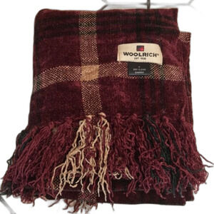 Woolrich cranberry plaid scarf wrap soft cozy cute ladies
